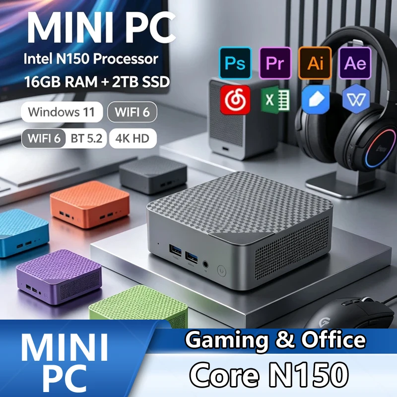 Pc Gaming Editing - Mini PC Intel N150, 16GB+2TB SSD