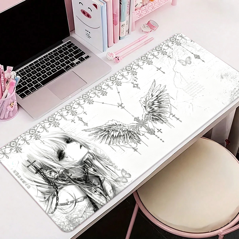 Pc Gaming Aesthetic - Leren muismat Zwart Wit Anime Esthetiek