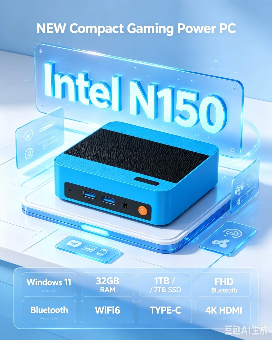 Multicolor Mini PC Intel N150, - Pc Gaming Editing recensie en prijs