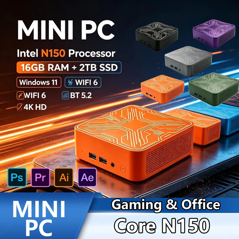 Intel Core N150 Mini PC, 32GB  - Pc Gaming Editing recensie en prijs