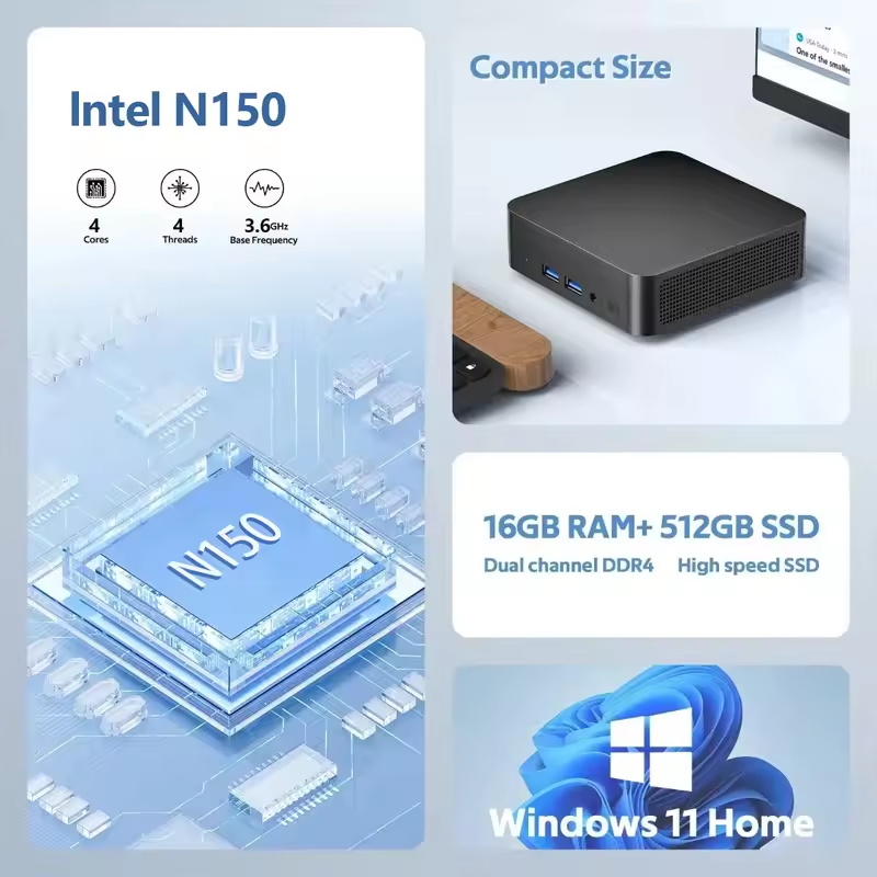 2026 Intel N150 Mini PC Draagb - Pc Gaming Setup recensie en prijs